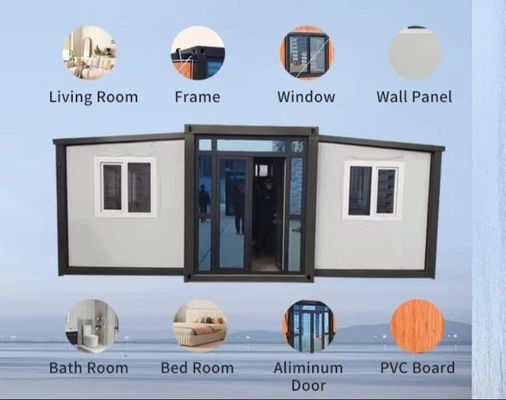 3- 20 ft 40 ft 3 Schlafzimmer Luxus zusammenklappbarer Ausbaukontainer Zuhause