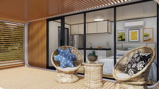 Apple Cottage Glashaus Vorgefertigter Bungalow mit Schnittplattenwand und Aluminiumplatte