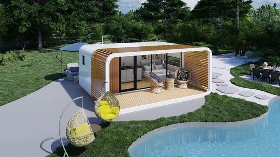 Apple Cottage Glashaus Vorgefertigter Bungalow mit Schnittplattenwand und Aluminiumplatte